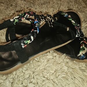 Black and Multicolor Women's Sandals